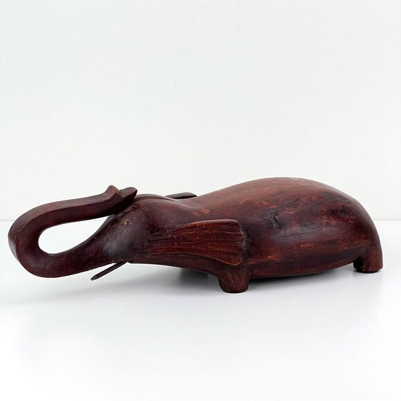 Vintage 1950's Opium Den Pillow: Hand-Carved 16" Chinese Wood Elephant Pillow - Picture 1 of 10